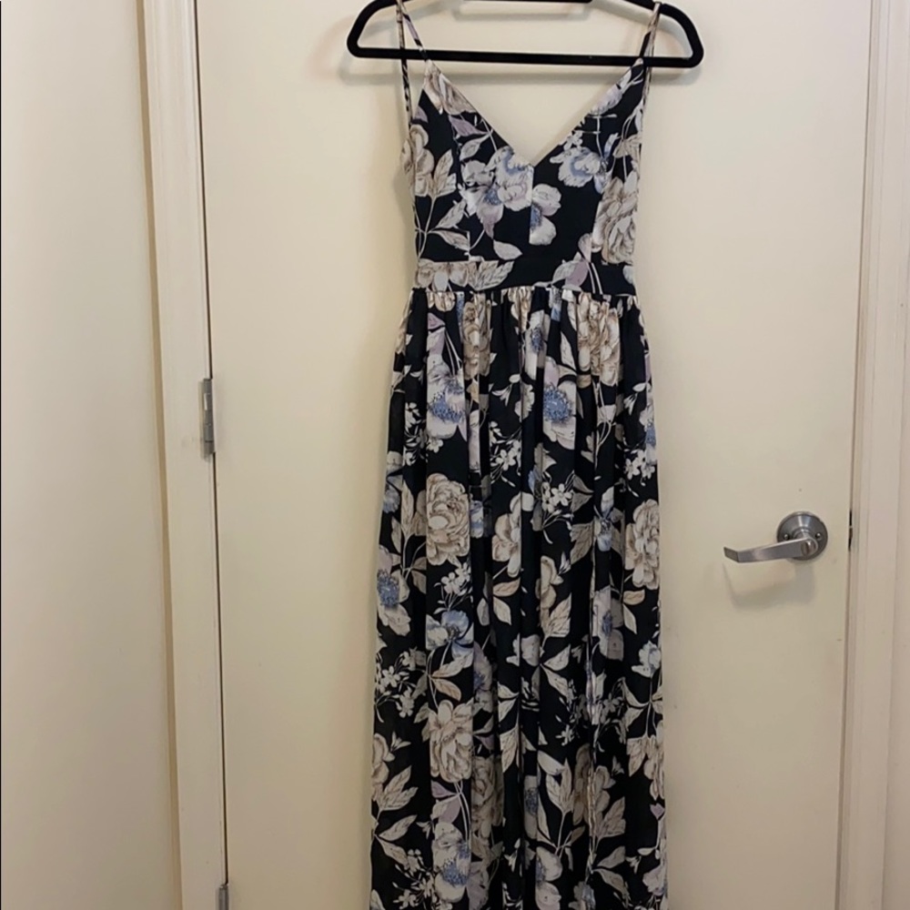 Floral open back dress with two side slits size M